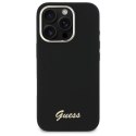 Etui Guess Silicone Script Metal Logo & Frame na iPhone 16 Pro Max - czarne Guess