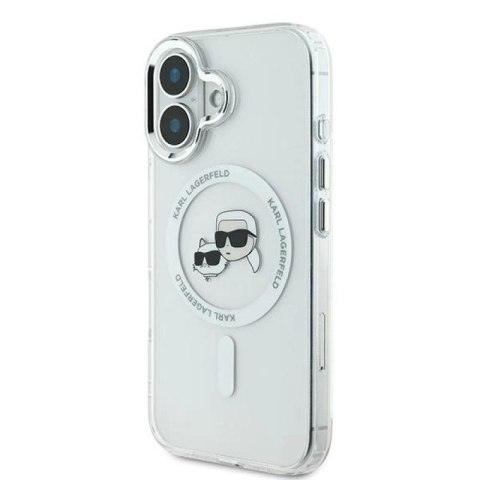 Etui Karl Lagerfeld IML Metal Karl&Choupette Head MagSafe na iPhone 16 Plus - białe Karl Lagerfeld