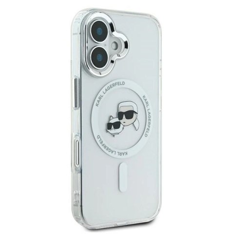 Etui Karl Lagerfeld IML Metal Karl&Choupette Head MagSafe na iPhone 16 Plus - białe Karl Lagerfeld