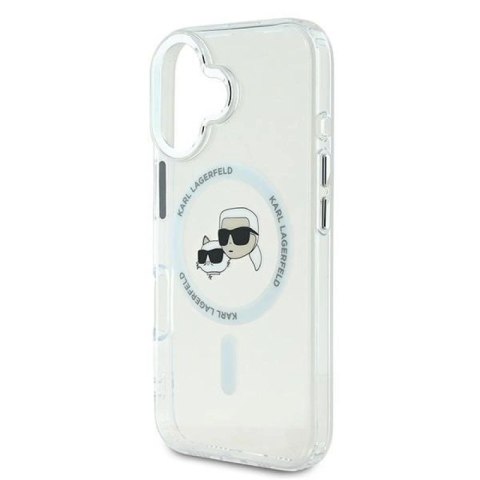 Etui Karl Lagerfeld IML Metal Karl&Choupette Head MagSafe na iPhone 16 Plus - białe Karl Lagerfeld