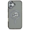Etui Karl Lagerfeld IML Metal Karl&Choupette Head MagSafe na iPhone 16 Plus - czarne Karl Lagerfeld