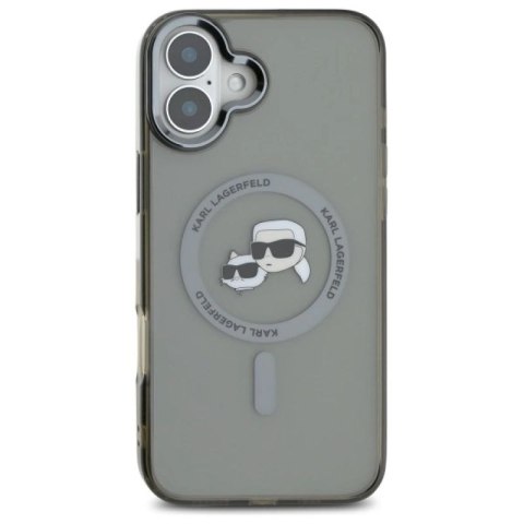Etui Karl Lagerfeld IML Metal Karl&Choupette Head MagSafe na iPhone 16 Plus - czarne Karl Lagerfeld