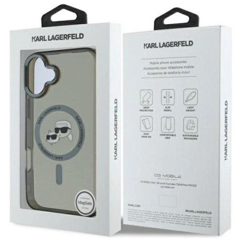Etui Karl Lagerfeld IML Metal Karl&Choupette Head MagSafe na iPhone 16 Plus - czarne Karl Lagerfeld