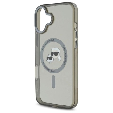 Etui Karl Lagerfeld IML Metal Karl&Choupette Head MagSafe na iPhone 16 - czarne Karl Lagerfeld