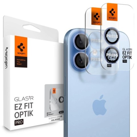 Osłona aparatu Spigen Optik Pro GLAS.TR "EZ FIT" 2-pack na iPhone 16 / 16 Plus / 17 - niebieska Spigen