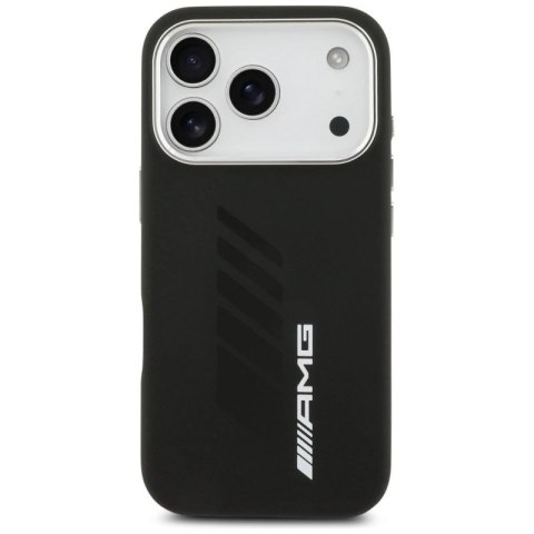 Etui AMG Silicone Oversize Rhombs MagSafe na iPhone 17 Pro - czarne Mercedes