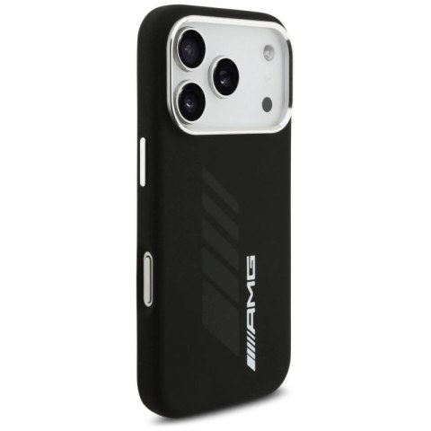Etui AMG Silicone Oversize Rhombs MagSafe na iPhone 17 Pro - czarne Mercedes