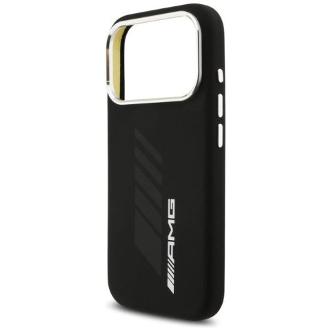Etui AMG Silicone Oversize Rhombs MagSafe na iPhone 17 Pro - czarne Mercedes