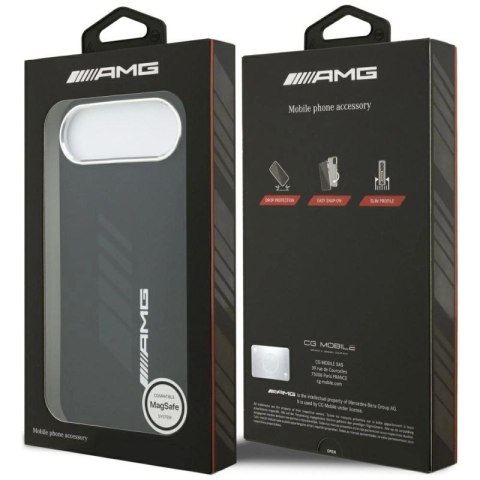 Etui AMG Silicone Oversize Rhombs MagSafe na iPhone Air - czarne Mercedes