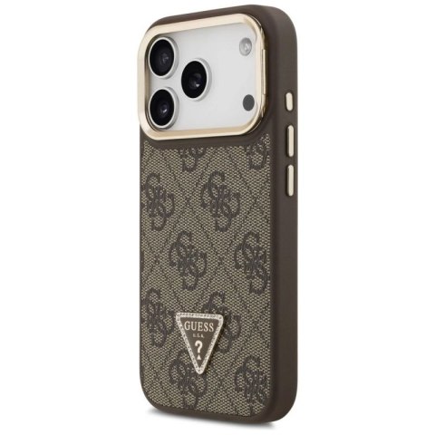 Etui Guess 4G PU Triangle Logo & Stand Camera Magsafe na iPhone 17 Pro - brązowe Guess