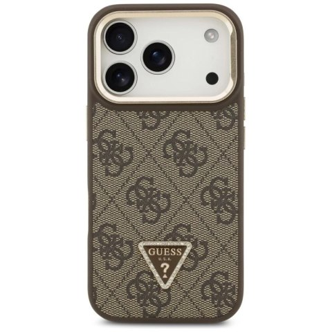 Etui Guess 4G PU Triangle Logo & Stand Camera Magsafe na iPhone 17 Pro - brązowe Guess
