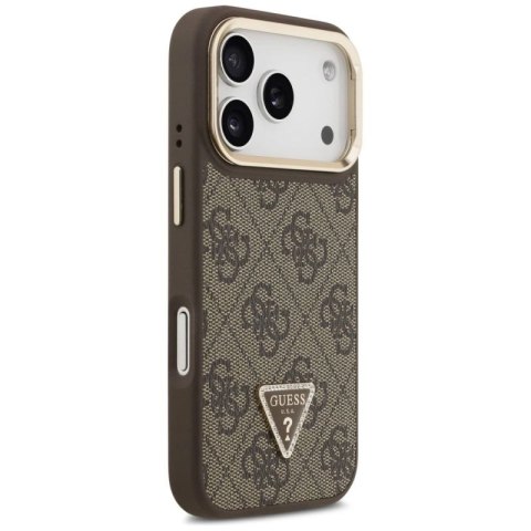 Etui Guess 4G PU Triangle Logo & Stand Camera Magsafe na iPhone 17 Pro - brązowe Guess