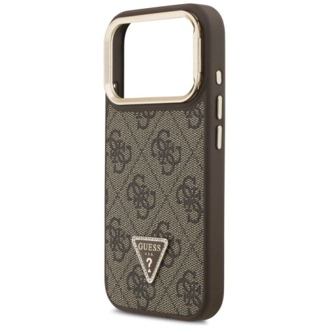 Etui Guess 4G PU Triangle Logo & Stand Camera Magsafe na iPhone 17 Pro - brązowe Guess