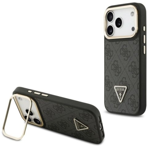 Etui Guess 4G PU Triangle Logo & Stand Camera Magsafe na iPhone 17 Pro - czarne Guess