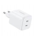 Ładowarka Ugreen GaN 45W 2xUSB-C - biała UGREEN