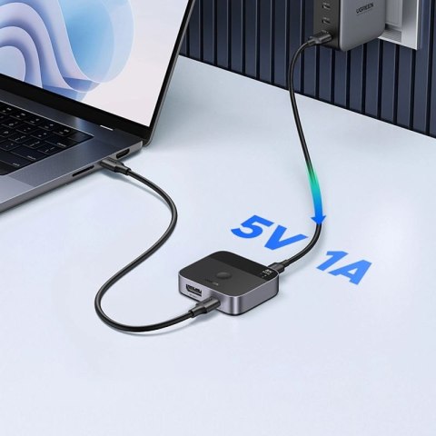 Switch Ugreen DisplayPort/USB-C do USB-C - szary UGREEN