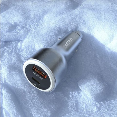 Ładowarka samochodowa Dudao R4Ultra 120W Power Delivery Quick Charge LED USB-A USB-C - szary Dudao