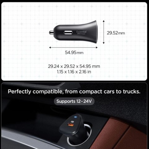 Ładowarka samochodowa Spigen Essential EV301 30 W - czarna Spigen