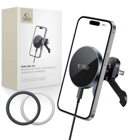 Uchwyt Samochodowy Tech-Protect mm15W-V5 Magnetic MagSafe na kratkę nawiewu - czarny Tech-Protect