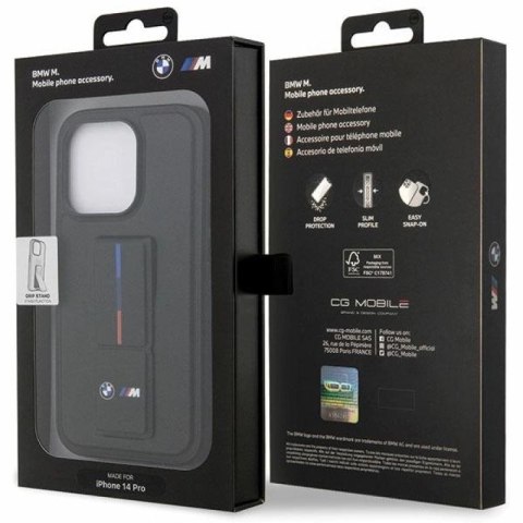 Etui BMW Grip Stand Hot Stamp iPhone 14 Pro - czarne BMW