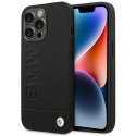 Etui BMW Leather Stamp na iPhone 14 Pro - czarne BMW