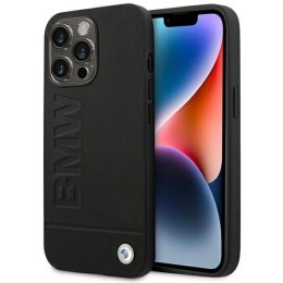 Etui BMW Leather Stamp na iPhone 14 Pro - czarne BMW
