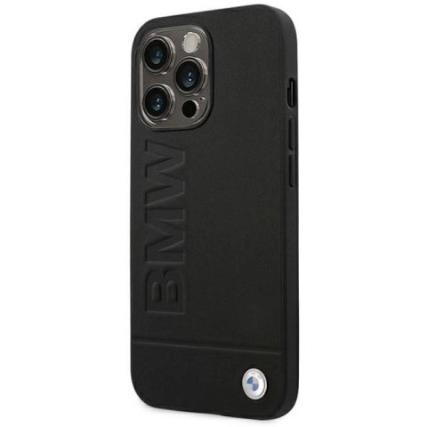 Etui BMW Leather Stamp na iPhone 14 Pro - czarne BMW