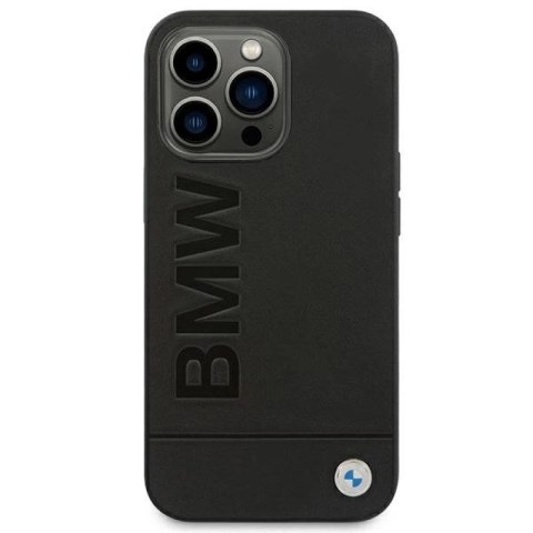 Etui BMW Leather Stamp na iPhone 14 Pro - czarne BMW