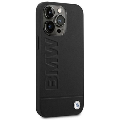 Etui BMW Leather Stamp na iPhone 14 Pro - czarne BMW