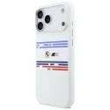 Etui BMW M Silicon Horizontal Line MagSafe na iPhone 17 Pro Max- białe BMW