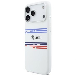 Etui BMW M Silicon Horizontal Line MagSafe na iPhone 17 Pro Max- białe BMW