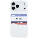 Etui BMW M Silicon Horizontal Line MagSafe na iPhone 17 Pro Max- białe BMW
