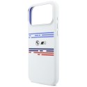 Etui BMW M Silicon Horizontal Line MagSafe na iPhone 17 Pro Max- białe BMW