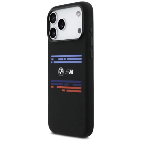 Etui BMW M Silicon Horizontal Line MagSafe na iPhone 17 Pro Max - czarne BMW