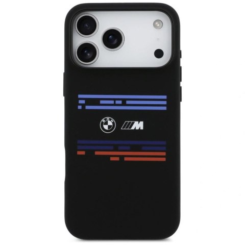 Etui BMW M Silicon Horizontal Line MagSafe na iPhone 17 Pro Max - czarne BMW