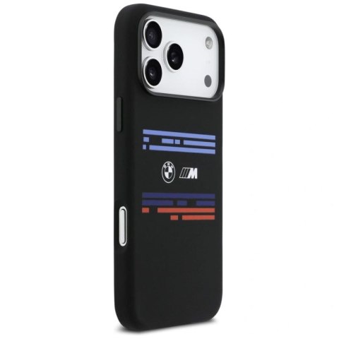 Etui BMW M Silicon Horizontal Line MagSafe na iPhone 17 Pro Max - czarne BMW