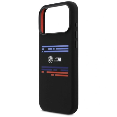 Etui BMW M Silicon Horizontal Line MagSafe na iPhone 17 Pro Max - czarne BMW