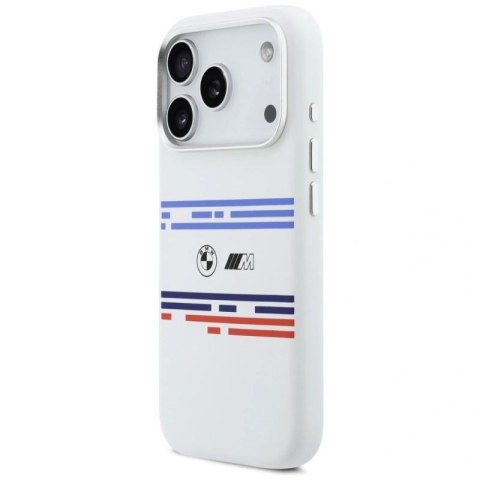 Etui BMW M Silicon Horizontal Line MagSafe na iPhone 17 Pro- białe BMW
