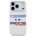 Etui BMW M Silicon Horizontal Line MagSafe na iPhone 17 Pro- białe BMW
