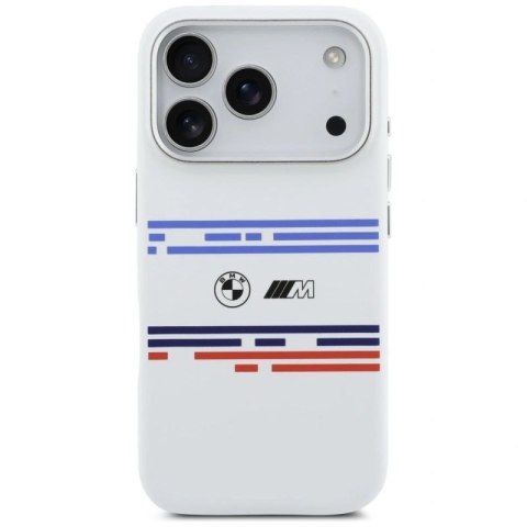 Etui BMW M Silicon Horizontal Line MagSafe na iPhone 17 Pro- białe BMW