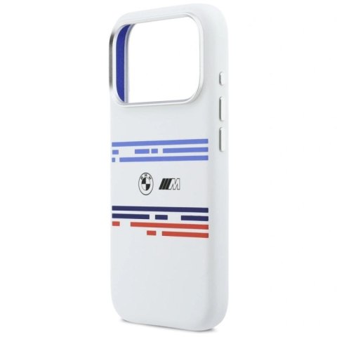 Etui BMW M Silicon Horizontal Line MagSafe na iPhone 17 Pro- białe BMW