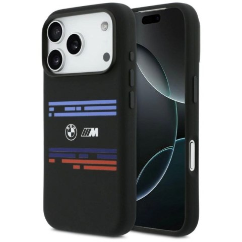 Etui BMW M Silicon Horizontal Line MagSafe na iPhone 17 Pro - czarne BMW
