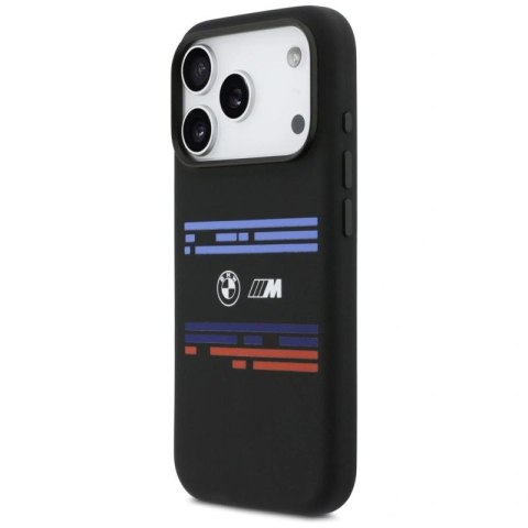 Etui BMW M Silicon Horizontal Line MagSafe na iPhone 17 Pro - czarne BMW