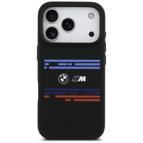 Etui BMW M Silicon Horizontal Line MagSafe na iPhone 17 Pro - czarne BMW