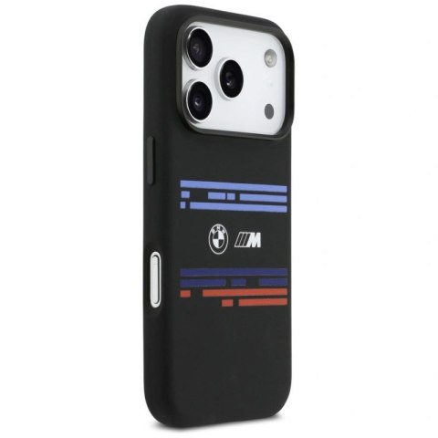 Etui BMW M Silicon Horizontal Line MagSafe na iPhone 17 Pro - czarne BMW