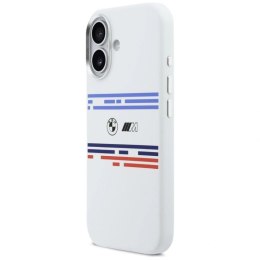 Etui BMW M Silicon Horizontal Line MagSafe na iPhone 17- białe BMW