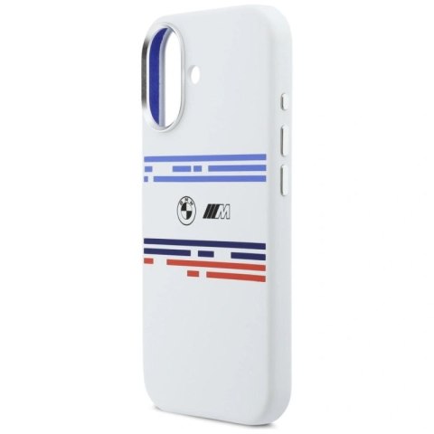 Etui BMW M Silicon Horizontal Line MagSafe na iPhone 17- białe BMW