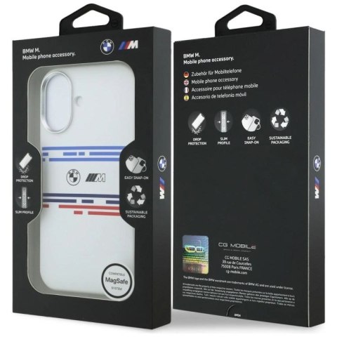 Etui BMW M Silicon Horizontal Line MagSafe na iPhone 17- białe BMW