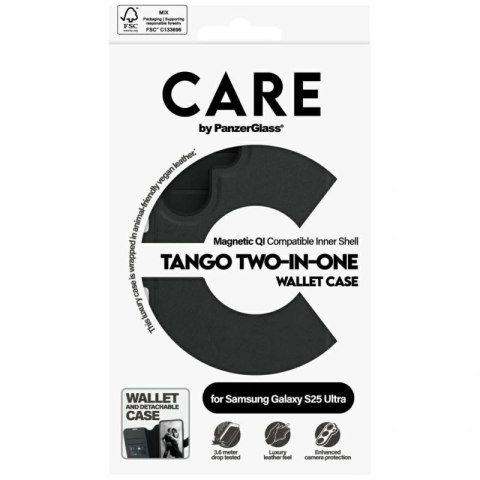 Etui CARE by PanzerGlass Feature Tango 2w1 Wallet na Samsung Galaxy S25 Ultra - czarne PanzerGlass