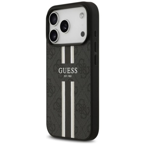 Etui Guess 4G Printed Stripes MagSafe na iPhone 17 Pro - czarne Guess